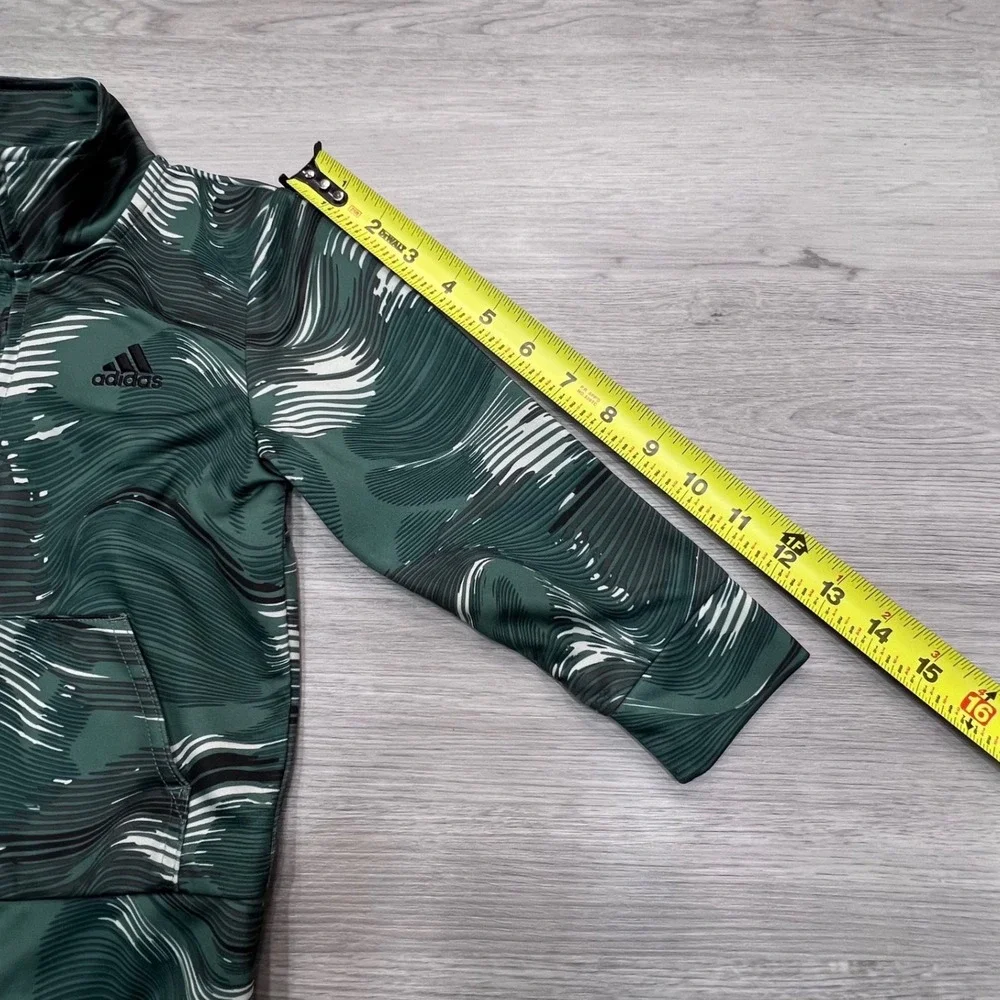 Adidas Kids Green Abstract Wave Full Zip Track Jacket HCM046‎ Size 2T